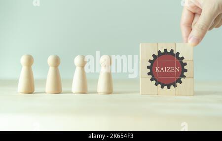 Concept Kaizen : amélioration continue de l'efficacité et de l'efficience des activités. Cycle Kaizen ; amélioration, continu, processus, résultat, standard Banque D'Images