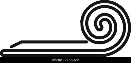 Vecteur de contour de l'icône d'équipement mat. Tapis de yoga. Rouler les pilates Illustration de Vecteur