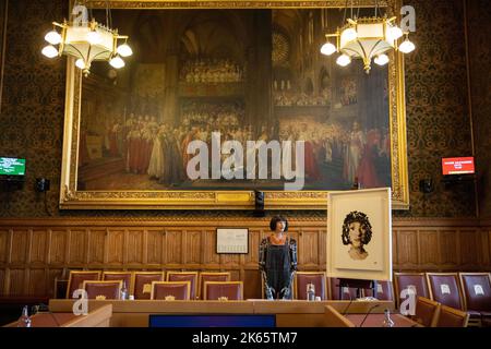 PHOTO:JEFF GILBERT 11th octobre 2022, Westminster, Londres, Royaume-Uni ai-Da robot fera de l'histoire le premier robot à s'exprimer devant la Chambre des Lords dans le cadre d'une enquête en cours sur l'avenir des industries créatives, ai-Da robot, le premier robot artiste au monde, S'admettra aux membres de la Chambre des Lords Communications crédit: Jeff Gilbert/Alay Live News Banque D'Images