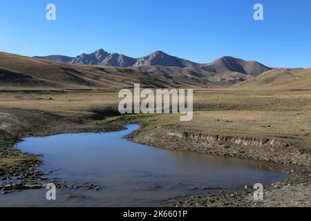 Rivière Kalmak Ashuu, Song Kul, montagnes Tien Shan, région de Naryn, Kirghizistan, Asie centrale Banque D'Images