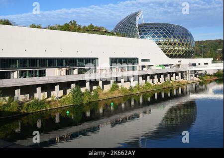 France. Hauts-de-Seine (92). Boulogne-Billancourt. Île de Seguin. La Seine musicale , ouverte en 2017 et construite par les architectes Shigeru Ban et J. Banque D'Images