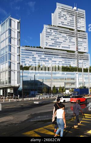 France. Paris (75) 17th arrondissement. Porte de Clichy. Situé dans le futur Grand Paris, le nouveau Palais de Justice inauguré en avril 2018 est t Banque D'Images