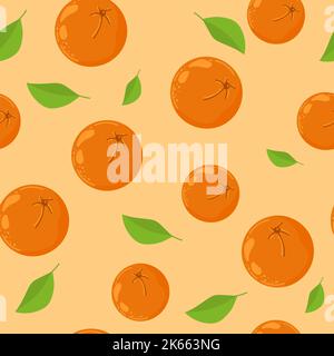 Patter de fruits à main sans couture avec illustration vectorielle orange, sur fond Illustration de Vecteur