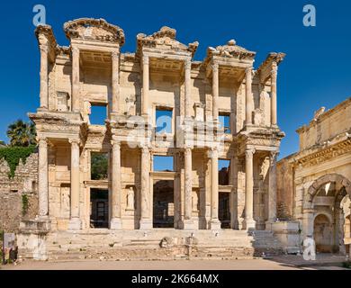 Bibliothèque de Celsus, site archéologique d'Éphèse, Selcuk, Turquie Banque D'Images