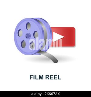 Icône bobine de film. 3d illustration de la collection blogger. Icône de la bobine de film créative 3D pour la conception Web, les modèles, les infographies et bien plus encore Illustration de Vecteur