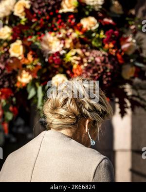 Stockholm, Suède. 12th octobre 2022. Stockholm, Suède. 12th octobre 2022. 2022-10-12 10:30:43 STOCKHOLM - Reine Maxima à l'arrivée avant une rencontre avec des représentants de la communauté néerlandaise en Suède. Le couple royal effectue une visite d'État de trois jours en Suède. ANP REMKO DE WAAL netherlands Out - belgium Out Credit: ANP/Alay Live News Credit: ANP/Alay Live News Credit: ANP/Alay Live News Banque D'Images