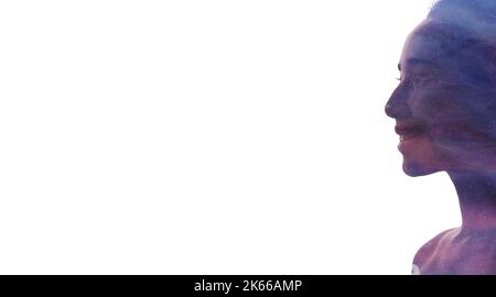 l'aura spirituelle ésotérique énergie femme violet visage Banque D'Images