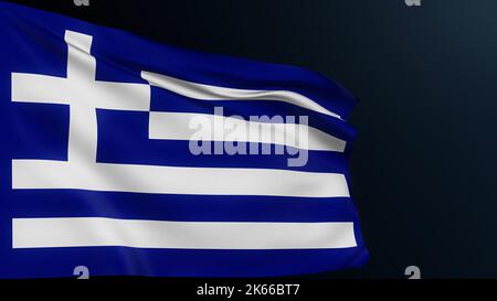 Drapeau de la Grèce. Panneau Athènes. Pays européen. Symbole national officiel grec de la célébration du jour de l'indépendance, 25 mars. Illustration réaliste 3D avec Banque D'Images