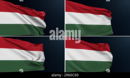 drapeau hongrois tricolore national de budapest ensemble de 4 Banque D'Images