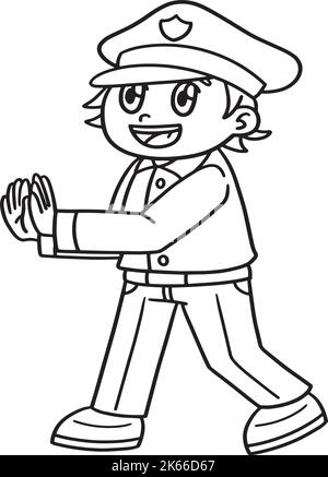 Page de coloriage isolée des policiers pour les enfants Illustration de Vecteur