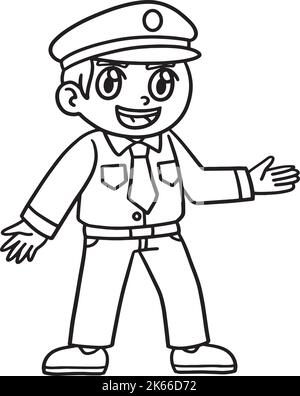 Page de coloriage isolée de policeman pour enfants Illustration de Vecteur