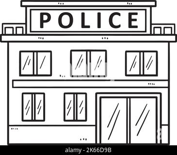 Page de coloriage isolée pour les enfants du poste de police Illustration de Vecteur