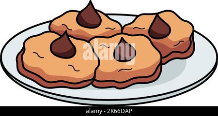 Biscuits au chocolat dessin animé Clipart de couleur Illustration de Vecteur