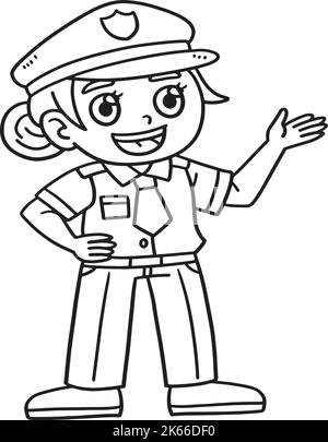 Page de coloriage isolée des policiers pour les enfants Illustration de Vecteur