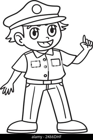 Page de coloriage isolée des policiers pour les enfants Illustration de Vecteur