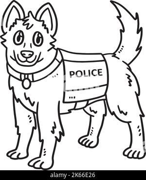 Page de coloriage isolée pour chien de police pour enfants Illustration de Vecteur