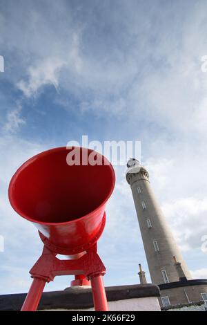 Péninsule d'Ardamurchan, Écosse. Gros plan un foghorn au 1849, Alan Stevenson conçu, Ardnamurchan Lighthouse. Banque D'Images