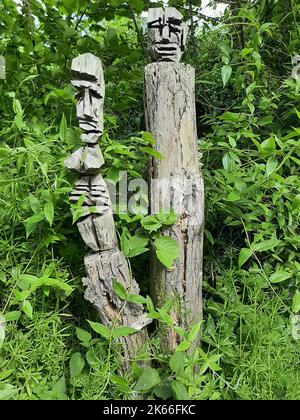 Sculptures en bois réalisées avec une tronçonneuse, Allemagne Banque D'Images