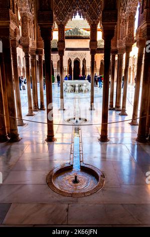 L'Alhambra à Grenade, Espagne. Patio des lions. Banque D'Images