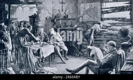 image dans les journaux des officiers de l'armée britannique prenant le thé de l'après-midi à ypres dans la première guerre mondiale Banque D'Images