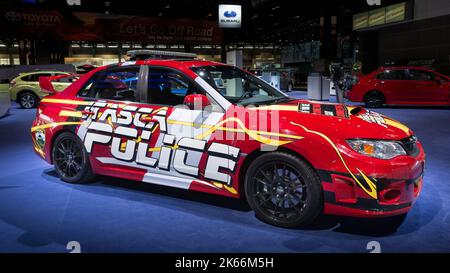 CHICAGO, il/USA - 6 FÉVRIER 2014: 2013 Subaru Impreza STI Itasca police croiseur, Chicago Auto Show (cas). Banque D'Images