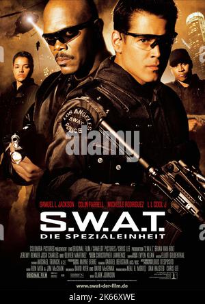 MICHELLE RODRIGUEZ, Samuel L. Jackson, Colin Farrell, LL Cool J, S.W.A.T., 2003 Banque D'Images