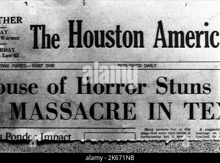 COUPURES DE JOURNAUX, LE MASSACRE DE LA TRONÇONNEUSE AU TEXAS, 2003 Banque D'Images