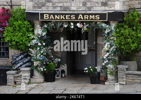 Le pub Bankes Arms dans le village de Corfe Castle, Dorset, Royaume-Uni Banque D'Images
