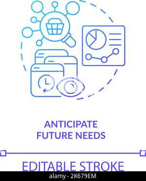 Icône de concept de gradient bleu anticiper les besoins futurs Illustration de Vecteur