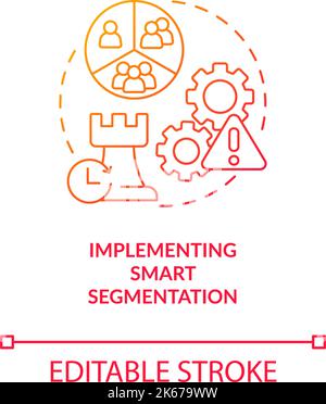 Mise en œuvre de la segmentation intelligente icône de concept de gradient rouge Illustration de Vecteur
