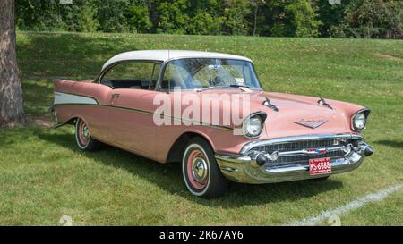 FRANKENMUTH, MI/USA - 5 SEPTEMBRE 2014 : une voiture Bel Air 1957 de Chevrolet, Frankenmuth Auto Fest, Heritage Park. Banque D'Images