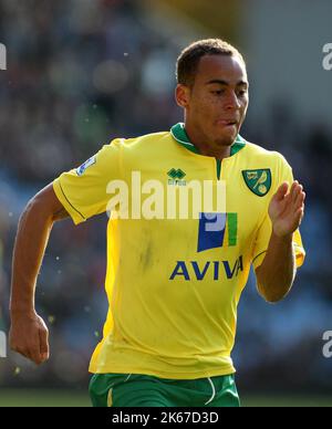 27th octobre 2012 - Barclays Premier League - Aston Villa vs Norwich City - Elliott Bennett de Norwich City. - Photo: Paul Roberts / Pathos. Banque D'Images