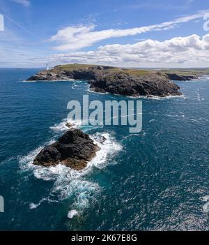 Trevose Head Lighthouse, Padstow, Cornwall, Royaume-Uni Banque D'Images