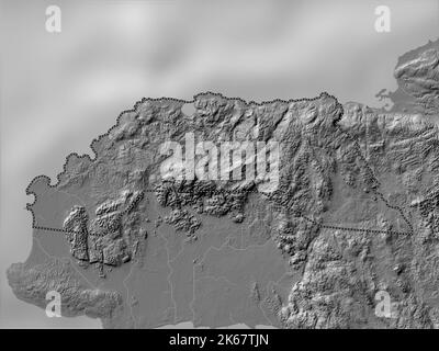 Hanovre, paroisse de la Jamaïque. Carte d'altitude à deux niveaux avec lacs et rivières Banque D'Images