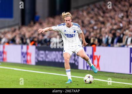 Copenhague, Danemark. 11th octobre 2022. Victor Kristiansen (34) du FC Copenhague vu lors du match de la Ligue des champions de l'UEFA entre le FC Copenhague et Manchester City à Parken à Copenhague. (Crédit photo : Gonzales photo/Alamy Live News Banque D'Images