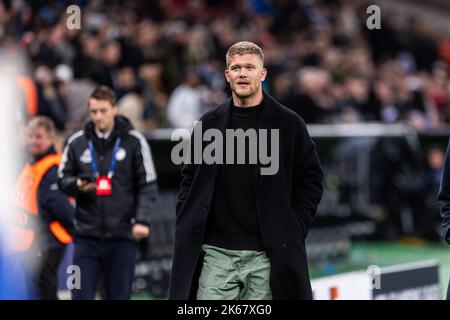 Copenhague, Danemark. 11th octobre 2022. Andreas Cornelius du FC Copenhague est blessé et a dû assister au match de la Ligue des champions de l'UEFA entre le FC Copenhague et Manchester City à Parken à Copenhague. (Crédit photo : Gonzales photo/Alamy Live News Banque D'Images