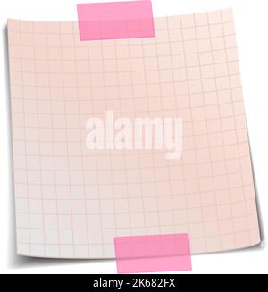 Feuille carrée à carreaux avec ruban adhésif. Maquette vierge Illustration de Vecteur