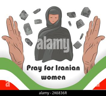 Affiche contre le port du hijab, protestation iranienne. Manifestation des femmes en Iran. Illustration de Vecteur