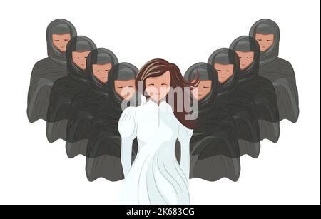 Affiche contre le port du hijab, protestation iranienne. Manifestation des femmes en Iran Illustration de Vecteur