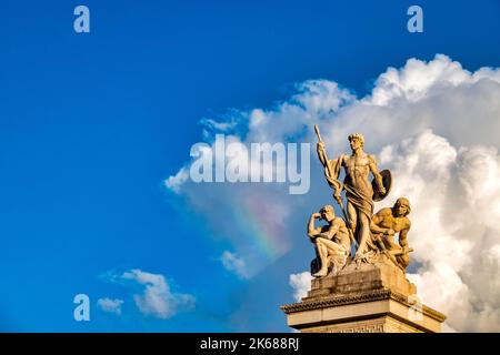 Groupe sculptural 'la Forza' par Augusto Rivalta à l'extérieur du Vittoriano, Rome, Italie Banque D'Images