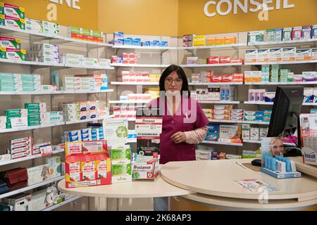 Activités quotidiennes dans une pharmacie Banque D'Images