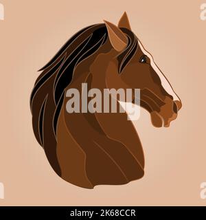La tête d'un vecteur d'étalon de cheval brun Illustration de Vecteur