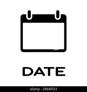 Icône de ligne de calendrier à plat. Symbole de date isolé sur fond blanc. Icône de date abstraite simple en noir. Illustration vectorielle pour la conception graphique, Web, Illustration de Vecteur