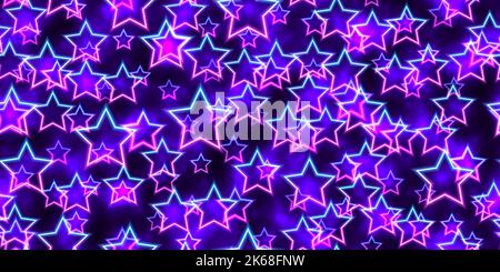 Motif étoiles fluo violet et bleu sans couture Illustration de Vecteur