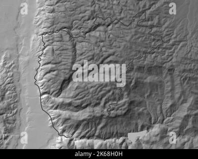 Ajlun, province de Jordanie. Carte d'altitude en niveaux de gris avec lacs et rivières Banque D'Images