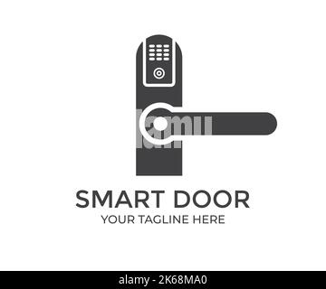 Icône de verrouillage intelligent pour déverrouiller la porte et ouvrir le logo. Concept d'utilisation de serrures électroniques intelligentes avec conception et illustration du vecteur d'accès sans clé. Illustration de Vecteur