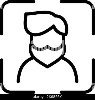 Visage homme vecteur ID biométrique icône reconnaissance faciale pour applications et sites Web. Système détection des signes symbole numérisation processus identification de la personne Illustration de Vecteur