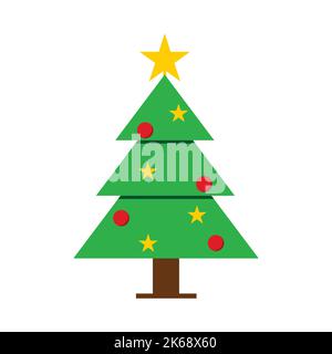 Sapin de Noël vert simple Illustration de Vecteur