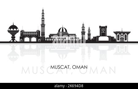 Silhouette Skyline panorama de la ville de Muscat, Oman - illustration vectorielle Illustration de Vecteur