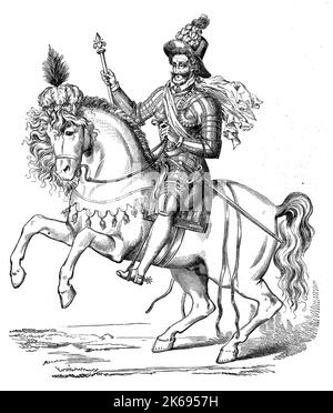 L'amélioration de la reproduction numérique, Henry IV, de la Navarre, Henri Quatre, Henri le Grand, né en 1553, mort en 1610 à Paris, les chevaux, la France, l'original du 19ème siècle du Th woodprint Banque D'Images